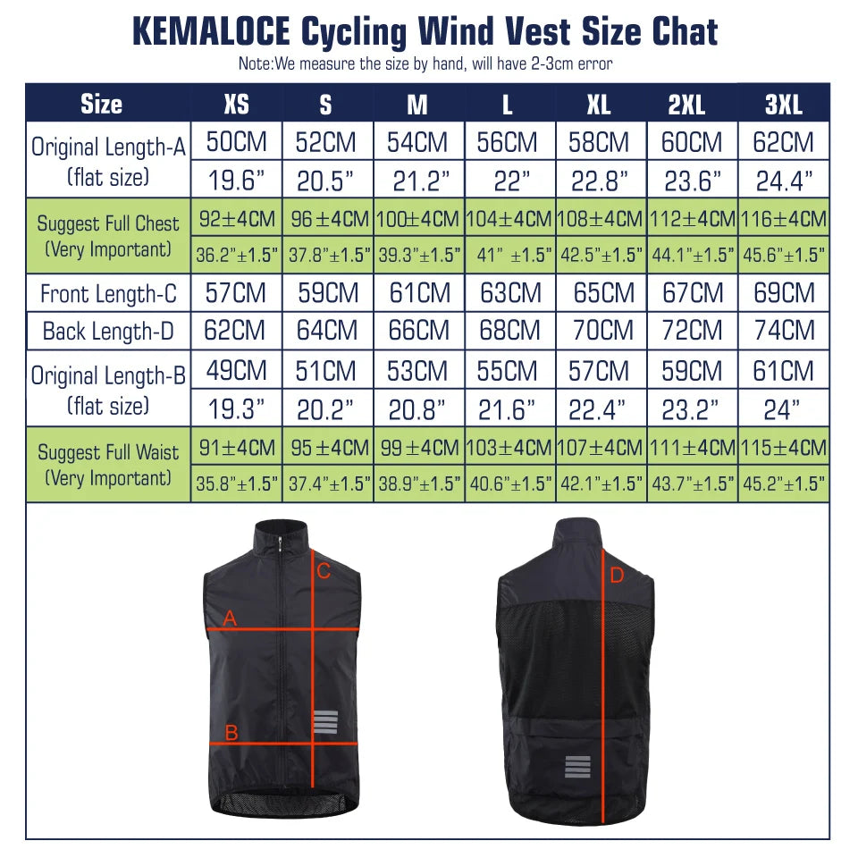 KEMALOCE Men’s Lightweight Cycling Wind Vest