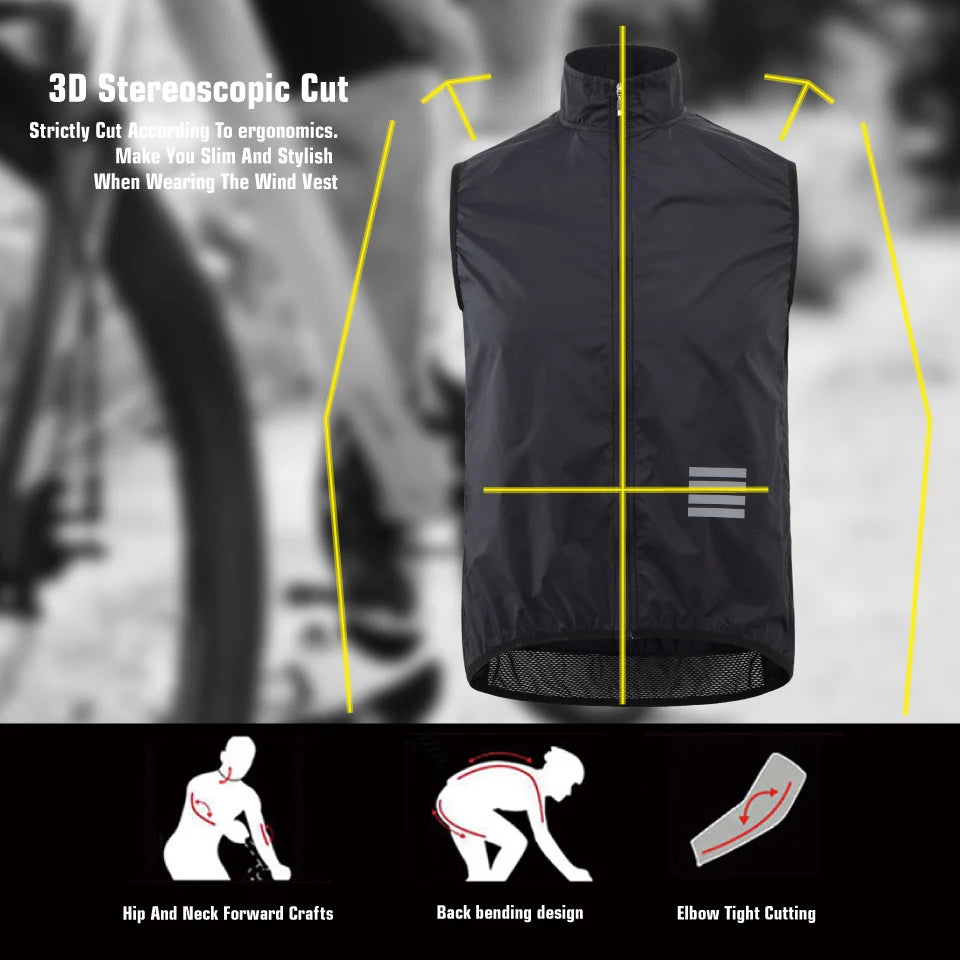 KEMALOCE Men’s Lightweight Cycling Wind Vest