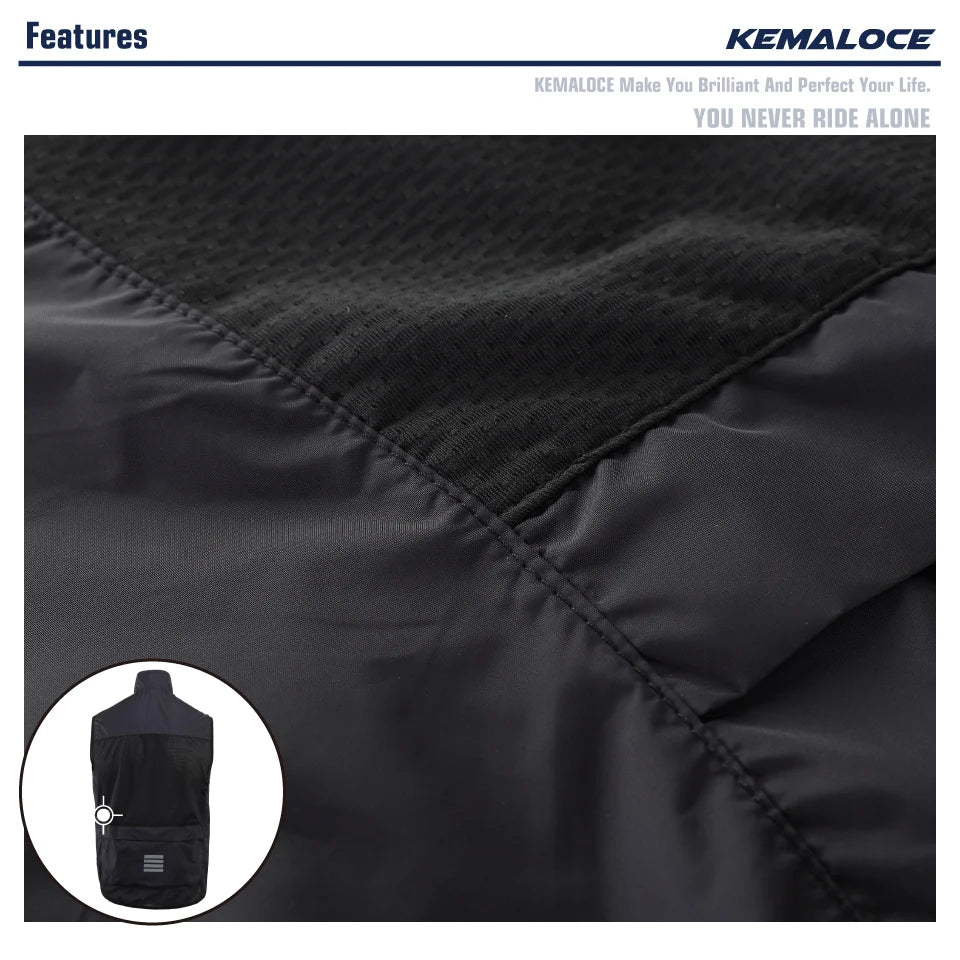 KEMALOCE Men’s Lightweight Cycling Wind Vest