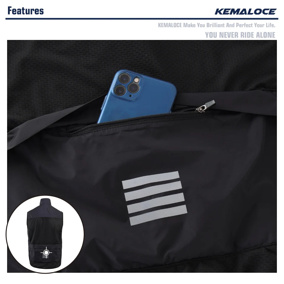 KEMALOCE Men’s Lightweight Cycling Wind Vest