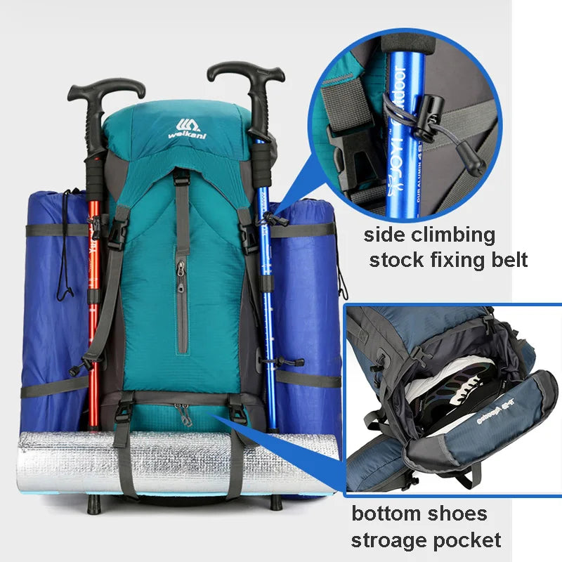 70L Outdoor Hiking Backpack with Rain Cover