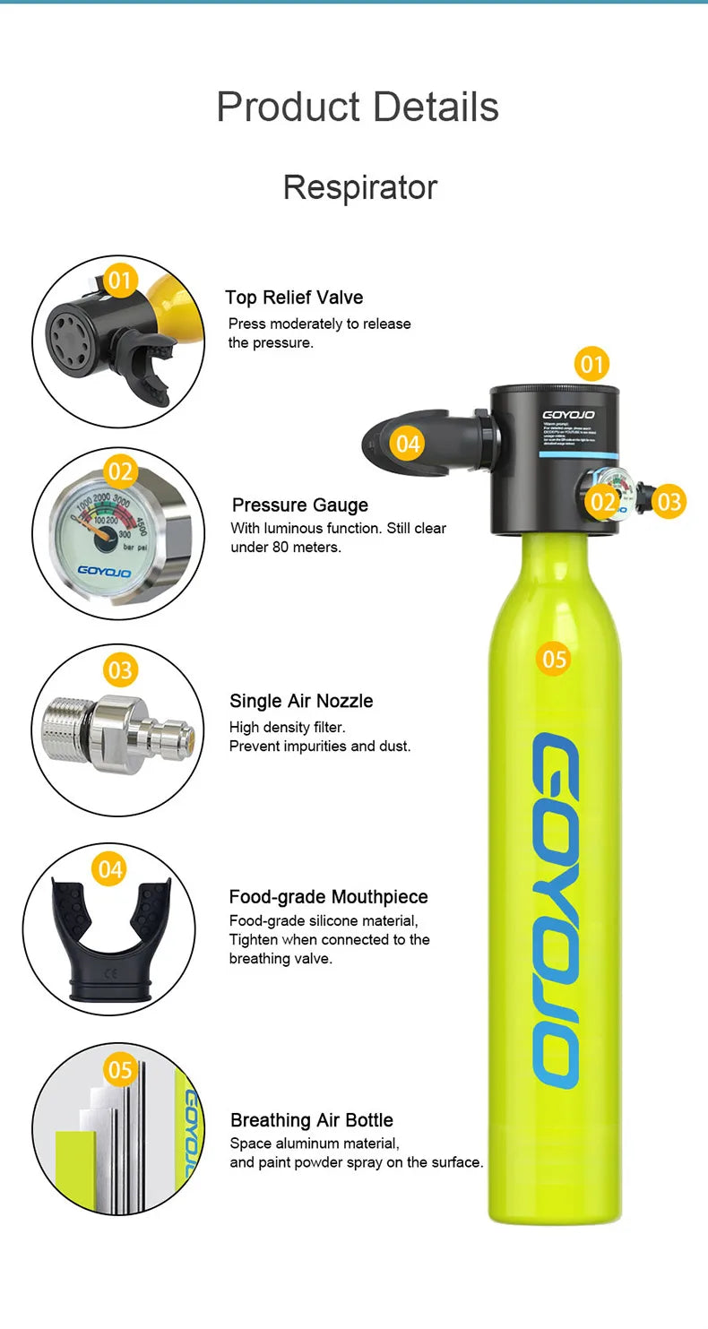 Mini Scuba Diving Tank 0.5L with Inflator