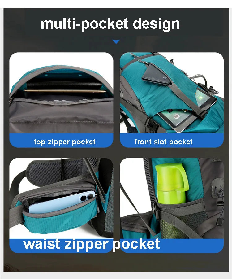 70L Outdoor Hiking Backpack with Rain Cover