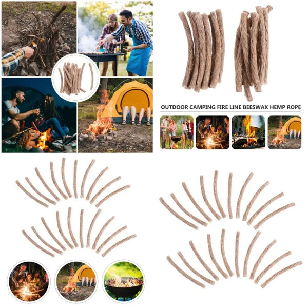 Outdoor Survival Wick Fire Starter – 10/20/30Pcs Hemp Cord