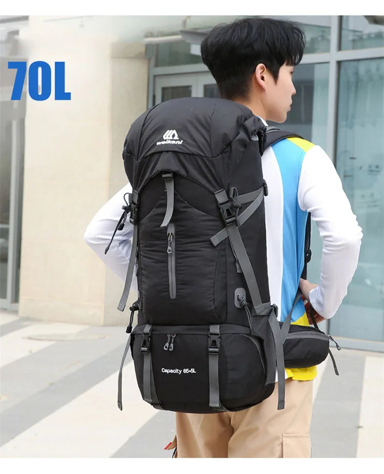70L Outdoor Hiking Backpack with Rain Cover