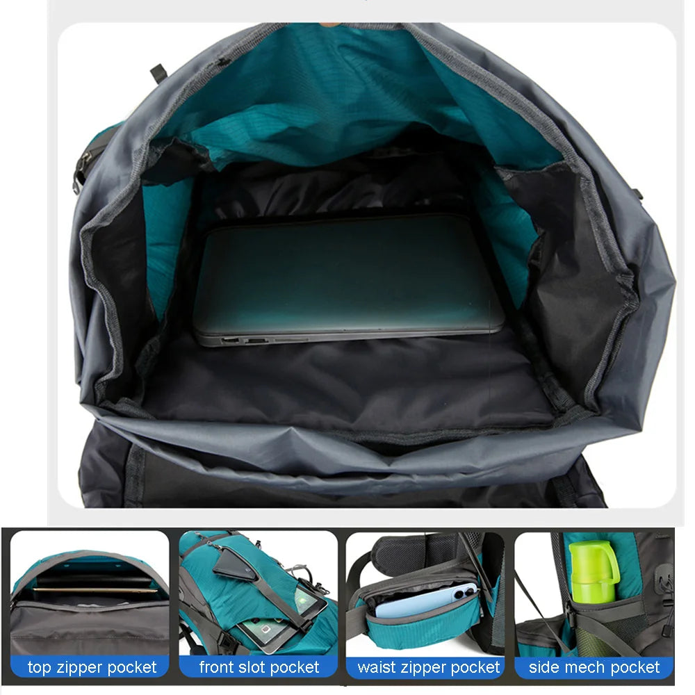 70L Outdoor Hiking Backpack with Rain Cover
