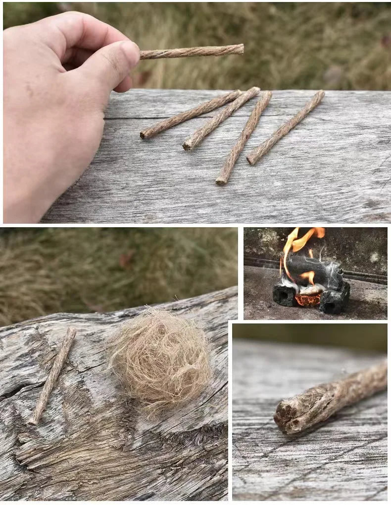Outdoor Survival Wick Fire Starter – 10/20/30Pcs Hemp Cord