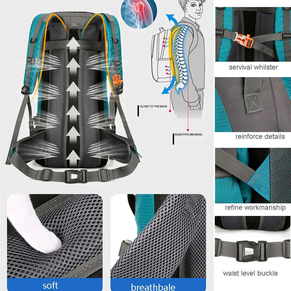 70L Outdoor Hiking Backpack with Rain Cover
